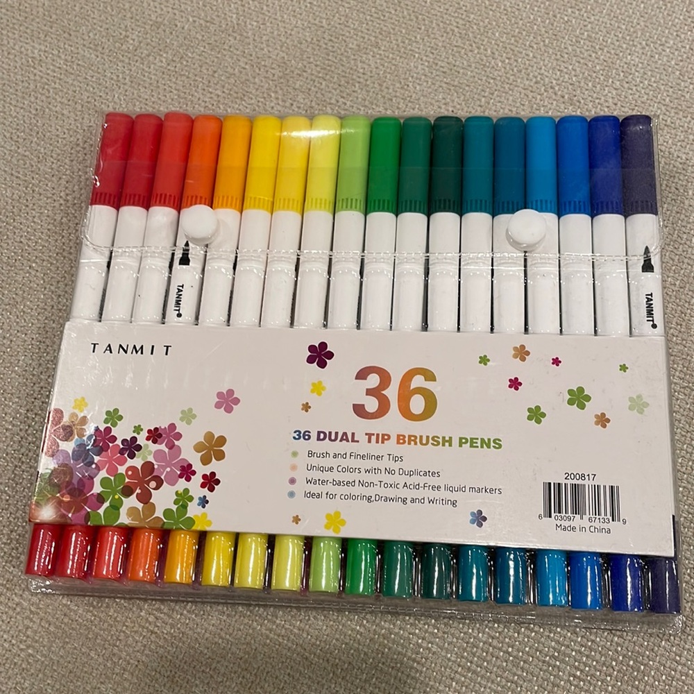 Tanmit Dual Tip Brush Pens 36 Colors - BNIB